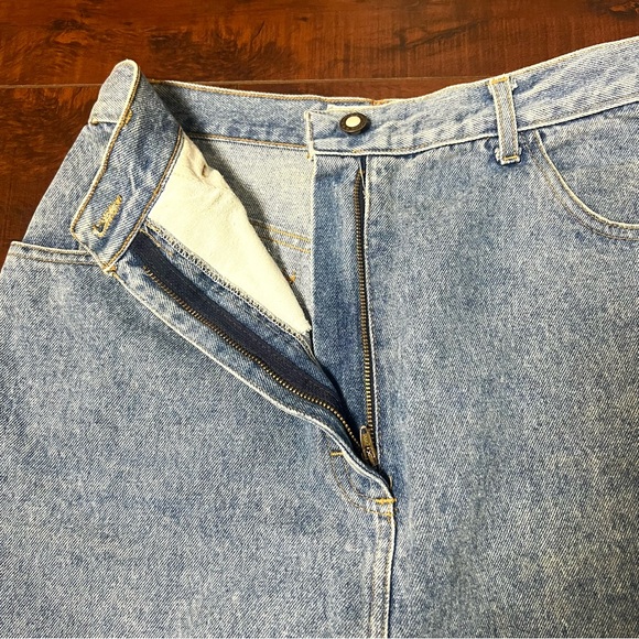 VINTAGE Denim Mini Jean Skirt Rica Lewis Raw Hem Vtg Size 44 / US 12 - Picture 6 of 10